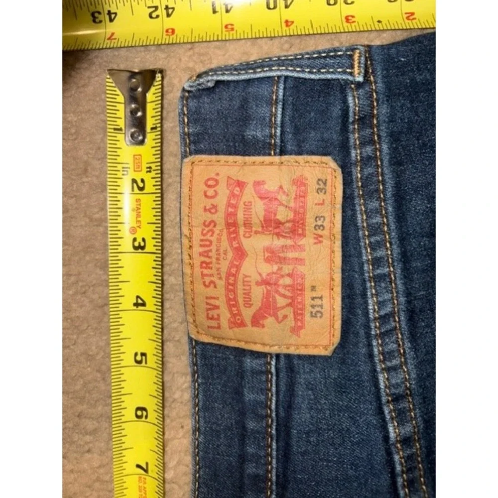 Levis 511 Slim Fit Jeans Mens 33x32 Dark Wash Indigo Denim 04511-4655 T35-28